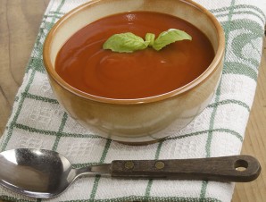 home made tomato soup with basil